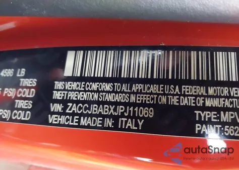 2018 Jeep Renegade Upland Edition 4X4 from USA, damaged, VIN ZACCJBABXJPJ11069
